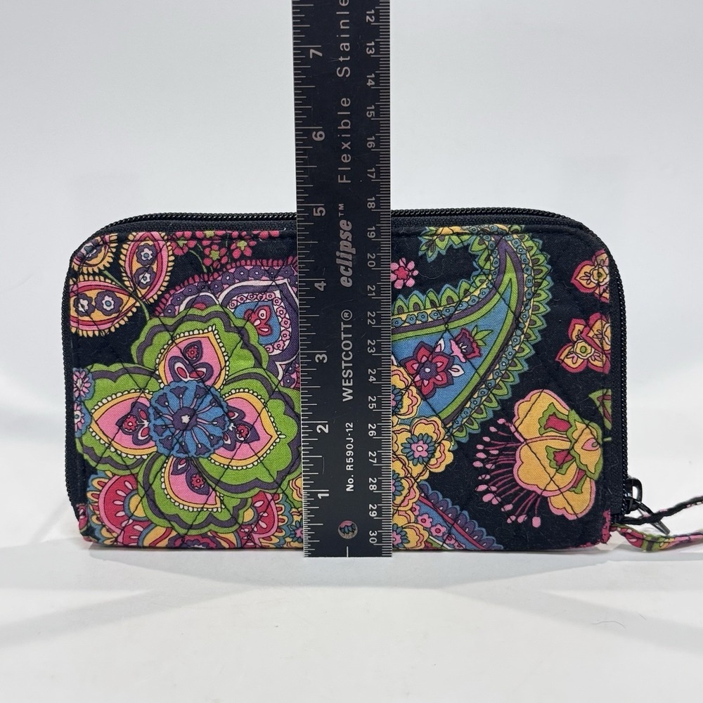 Vera Bradley Wristlet Wallet Quilted Black w Multi Color Paisley Symphony in Hue - Picture 9 of 10